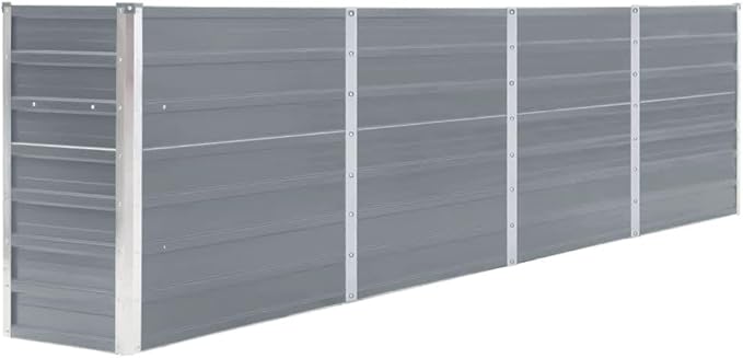 Grey Galvanized Steel Raised Garden Bed 126 x 15.7 x 30.3 in Large Rectangular Planter Box Weather Ready for Patio Balcony Outdoor Gardening