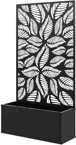 Metal Raised Garden Bed with Trellis Galvanized Planter Metal Planter Box with Trellis 24 L x 9.1 W x 44.5 H (Leaves)