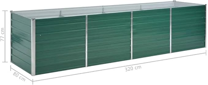 Garden Raised BedBackyard Patio Planter Boxes Raised BedsMetal Raised Garden Beds Suitable for Growing Flowers Porch and Fruits Galvanized Steel 126X31.5X31.3 Green