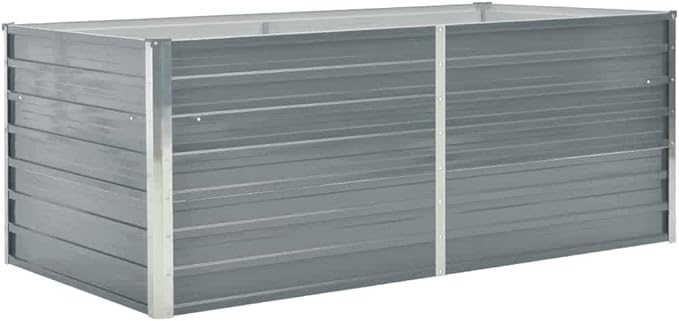 Raised Garden Bed Grey Galvanized Steel Indoor Flower planters Plant containers Decorative pots for Garden Backyard 63 x 31.5 x 17.7 in