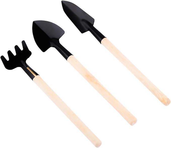 3Pcs Shovel Rake Spade Set Mini Garden Tools Multifunction Small Wooden Handle Tool Sets