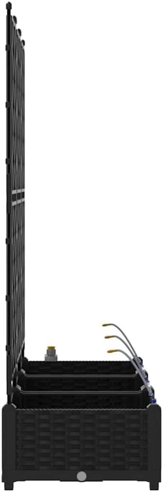 3 Pcs Black Steel Garden Planter Box Set 47.2 x 15.7 x 49.6 in Modern Raised Outdoor Planter with Irrigation for Patio Balcony Yard
