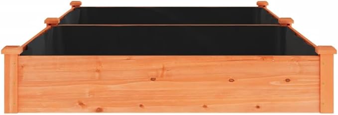 Solid Fir Raised Garden Bed with Liner Brown 94.5x47.2x9.8 for Flowers Herbs Vegetables - Perfect Outdoor Planter Box for Gardening Planting Growing