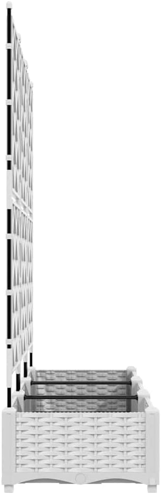 White PP Garden Planter with Trellis 3 Pcs Set 120 x 40 x 125.5 cm UV Resistant Raised Garden Bed for Outdoor Plants Gardening
