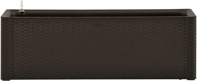 Raised Garden Bed Mocha Polypropylene Large UV-Resistant Self-Watering Planter Box 39.4x39.4x13.0 Inch Basketweave Design for Outdoor Plants