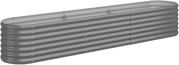 Patio Raised Bed Powder-Coated Steel 88.2x15.7x14.2 Gray Planting Pots Plant Pots Outdoor Large Planters for Outdoor Plants Pot Planter for Plants Porch Outdoor Gardening