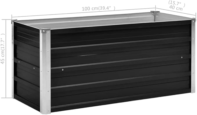 Garden Raised Bed Anthracite 39.4x15.7x17.7 Galvanized Steel Macetas para Plantas Plant Pots Outdoor Large Planter Pot Plant Pots Large for Gardening Porch Outdoor Plants