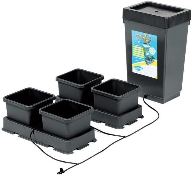 AutoPot 4 Pot easy2grow System with 3.9 Gallon Plastic Pots and 12.4 Gallon Tank - Dual-Pot Self-Watering Gravity-Fed Hydroponic System (4Pot - 3.9 Gallon - 12.4 Gallon Tank)
