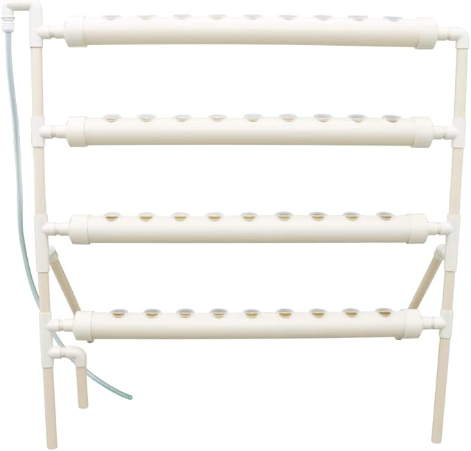 Wall-Mounted Hydroponic Grow Kit 36 Plant Sites Hydroponics Planting System 4 Food-Grade PVC Pipes Hydroponic Gardening Indoor System with 110V Well PumpPlanting SpongeHose