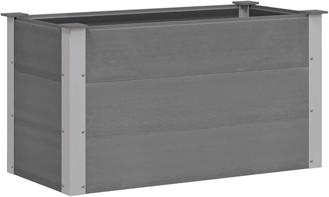 Grey Wood-Plastic Composite Raised Garden Bed 39.4x19.7x21.3 Inch Outdoor Planter Box for Patio Balcony and Terrace Planting
