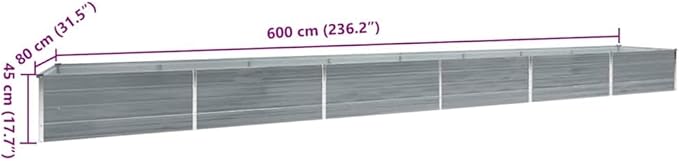 Galvanized Raised Garden Bed 236 x 31 x 18 in Large Outdoor Planter Box Modern Gray Steel Flower Bed for Backyard Patio Balcony Herb &amp Vegetable Gardening
