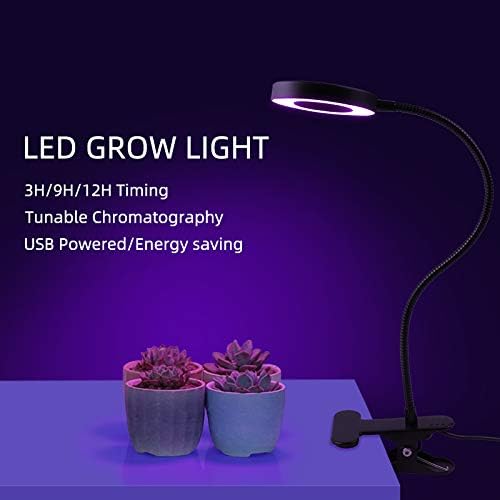 LED Grow Light for Indoor Plants Red Blue 3 Color Modes Adjustable Gooseneck &amp Timer Setting 3H/9H/12H Ideal for Greenhouse Plants Flowers Veg Succulents Potted Growth
