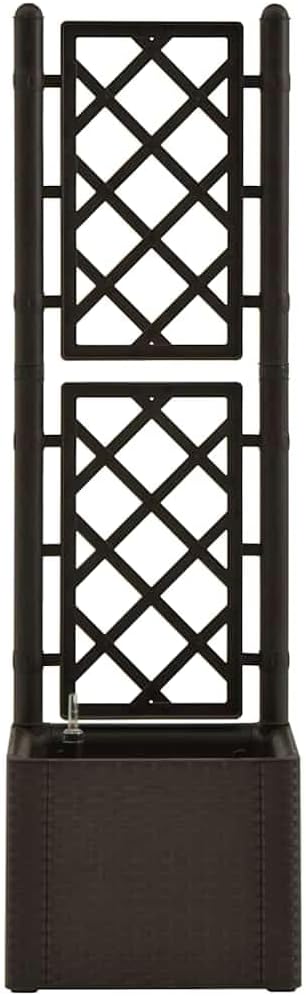 vidaXL Garden Raised Bed with Trellis Raised Bed for Flowers and Plants Self Watering Planter with Water Level Indicator Outdoor and Indoor Use Mocha PP