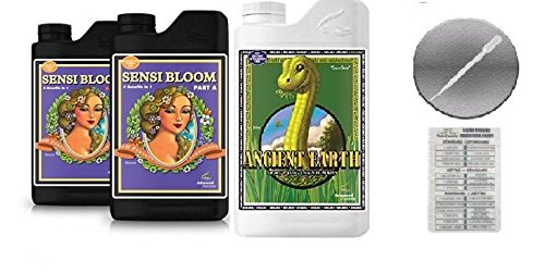 Advanced Nutrients Sensi Bloom A and B 4 Liter with Ancient Earth Organic 1 Liter Bundle with Conversion Chart and 3mL Pipette