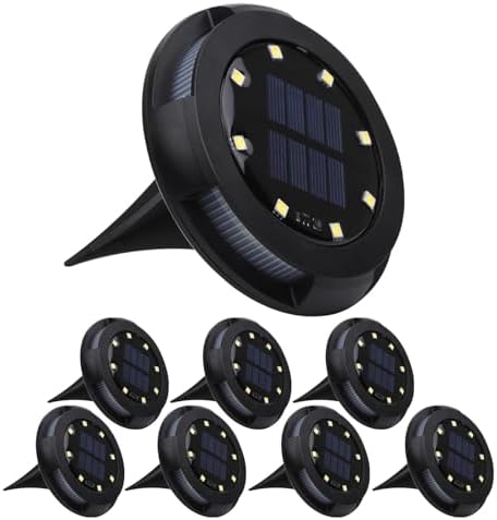 Solar Outdoor Lights 8PCS Rechargeable LED Landscape Lighting IP65 Waterproof 500mAh Battery 0.2W Solar Panel Warm White - Perfect for Gardens &amp Pathways