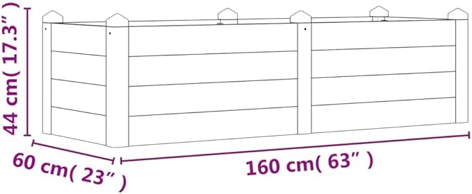 SKM Garden Raised Bed 160x60x44 cm Solid Wood Acacia (Weight-21KG)
