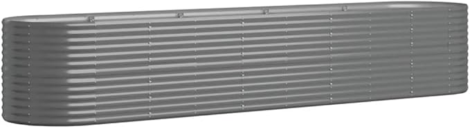 Garden Raised Bed Standing Planter Patio planters Raised Flower Bed Planter Boxes Suitable for Courtyard Nursery Orchard Corridor Powder-Coated Steel 144.9x31.5x26.8 Gray
