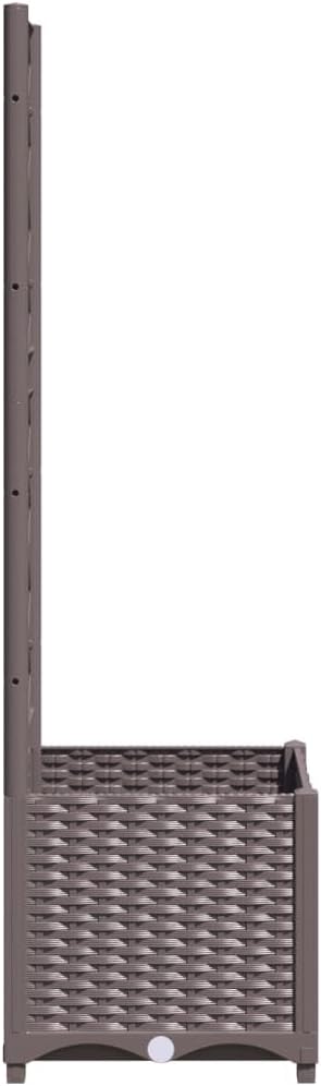 Brown Polypropylene Garden Planter Square 15.7x15.7x53.5 Inch Outdoor Tall Raised Garden Bed with Trellis Durable Outdoor Planter for Patio Balcony