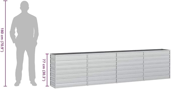 Large Garden Raised Bed Silver Galvanized Steel Planter for Outdoor Plants 126x15.7x30.3 Inch Rectangular Garden Bed Easy Assembly Durable for Vegetables