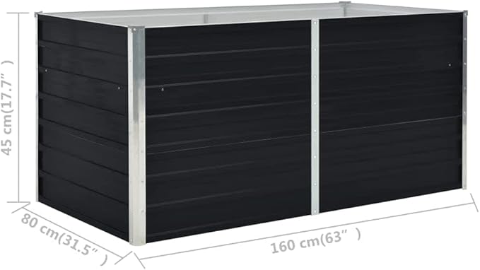 YAFF Raised Garden Bed 63x31.5x17.7 Galvanized Steel Anthracite (15.312lbs)