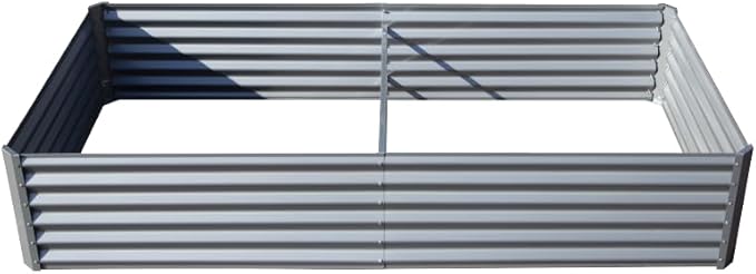 Heavy-Duty Galvanized Steel Raised Garden Bed for Outdoor Vegetable Fruit and Flower Planting – Rust-Resistant Metal Planter Box (8x4x1.5ft (Silver))