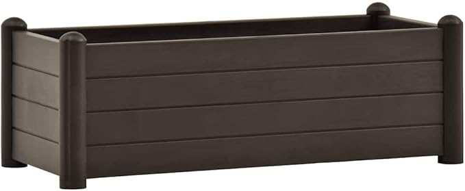 39.4 x 39.4 x 13.8 in Raised Garden Bed Brown UV-Resistant Planter Box 21.1 Gallon Polypropylene Medium Elevated Flower Bed for Patio Balcony Backyard and Terrace