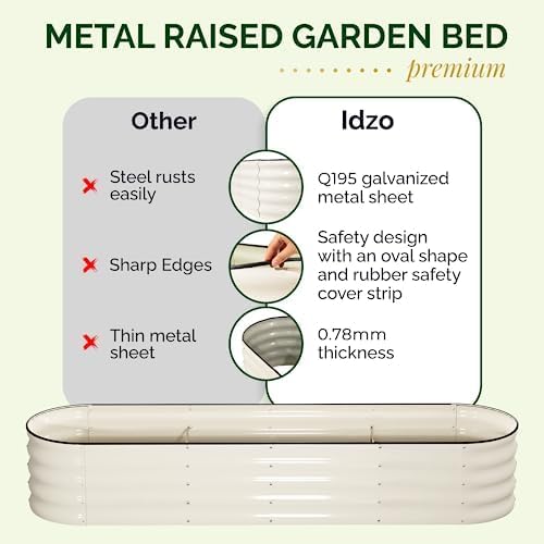 dzo 8x2x1.4 ft Galvanized Steel Raised Garden Beds Outdoor 12-in-1 Large Modular Metal Raised Garden Bed with 7 Coating Layers for Vegetables Herbs Flower - Ivory
