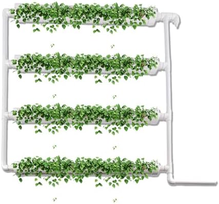 Hydroponic Grow Kit - Wall-Mounted System with 36 Plant Sites Food-Grade PVC-U Pipes Water Pump Timer Nest Basket &amp Sponge for Leafy Vegetables
