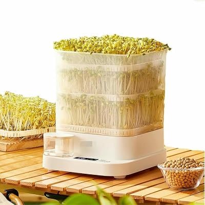 Automatic Sprouter Bean Growing Machine 3 Layers Home Smart Bean Sprout Machine with 1.5L Water Tank 360° Automatic Spray 3 Different Seasons Modes fo