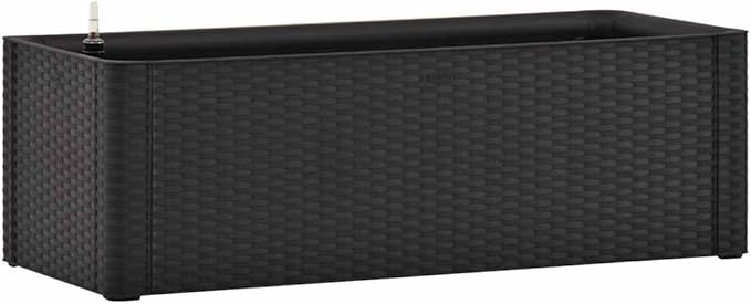 Anthracite Self-Watering 39.4x16.9x13 in Raised Bed Planter UV-Resistant PP Rattan-Look Elevated Garden Box for Balcony Patio 23.8 gal
