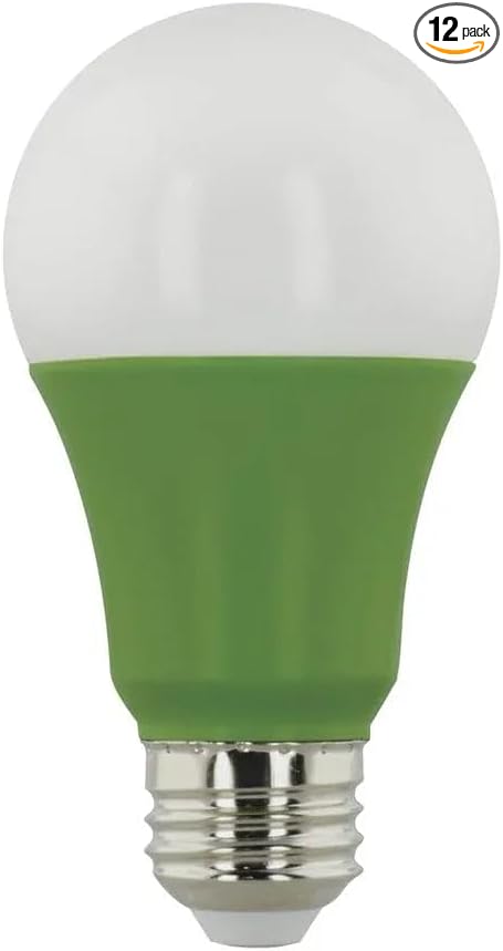 Satco S11440 9 Watts A19 LED Full Spectrum Plant Grow Lamp Medium Base 120 Volt Help Grow Ornament Plants and Succulents for Wet Rated Locations Green (12 LED Light Bulbs)