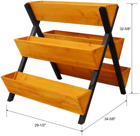 3 Tiers Wooden Vertical Raised Garden Bed with LegsBrown Planter Raised Beds Kit for Flowers Herbs Vegetables