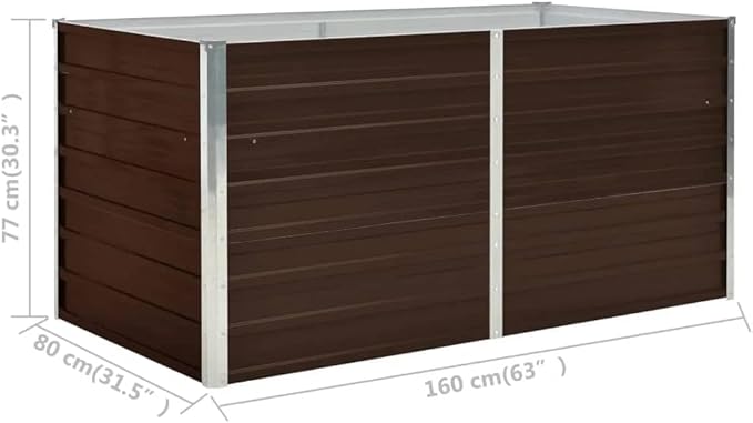 YAFF Large Galvanized Steel Raised Garden Bed for Outdoor Spaces Sturdy and Durable 63x31.5x30.3 in Easy Assembly Ideal for Patios Balconies and Gardens