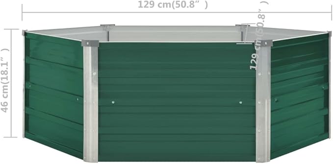 Raised Garden Bed 50.8 x 50.8 x 18.1 Galvanized Steel Green Elevated Planter Box Outdoor Flower and Vegetable Garden Box with Open Bottom for Better Drainage