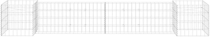 Galvanized Steel H-Shaped Gabion Planter Raised BedOutdoor Garden Galvanized Steel Wire Mesh Grid Stone Wall Flower Raised Bed for Vegetables Flowers Plants 102.4x15.7x15.7