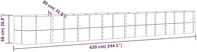 Patio Raised Bed Powder-Coated SteelGreenhouse PlanterDecorative Patio PlantersPatio Raised BedsVegetable PlantersHerb Plantersfor HerbsDeep-Rooted Vegetables244.1x31.5x26.8 Gray