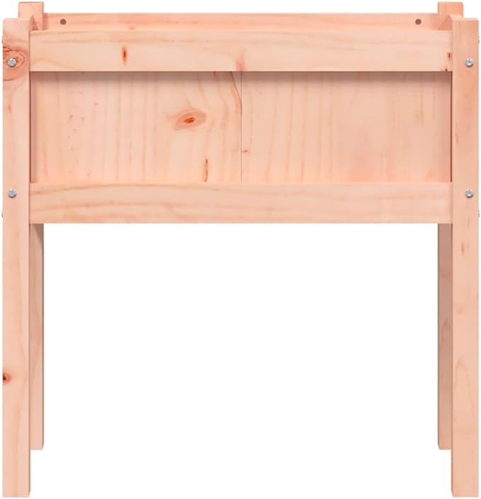 Garden Planter Natural Solid Douglas Wood 27.6x12.2x27.6 Inch Rectangular Raised Bed for Outdoor Plants Rustic Finish Durable