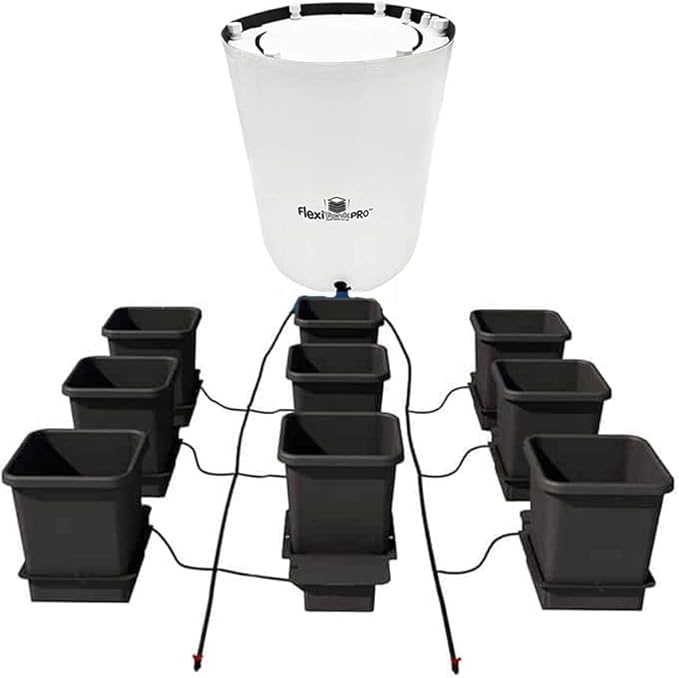 AutoPot 9 Pot System (3.9 Gallon Plastic Pots) (*Includes AIRBASES &amp AIRDOMES) Self-Watering Gravity-Fed Hydroponic System (9Pot - 3.9 Gallon - 25 Gallon PRO FlexiTank)