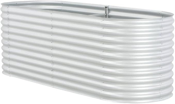 Garden Raised Bed PlanterGarden BedGalvanized Raised Garden BedPlanter Raised bedsGalvanized Planter94.5x31.5x31.9 Galvanized Steel Silver
