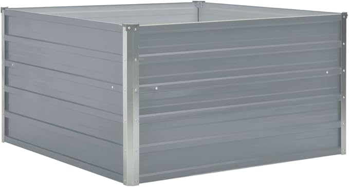 SKM Raised Garden Bed 39.4x39.4x17.7 Galvanized Steel Gray-70221026