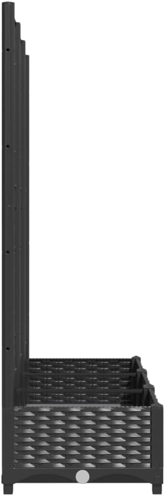 Large Garden Planter Black Polypropylene 47.2 with Trellis Raised Garden Bed for Outdoor Plants Balcony Terrace Gardening