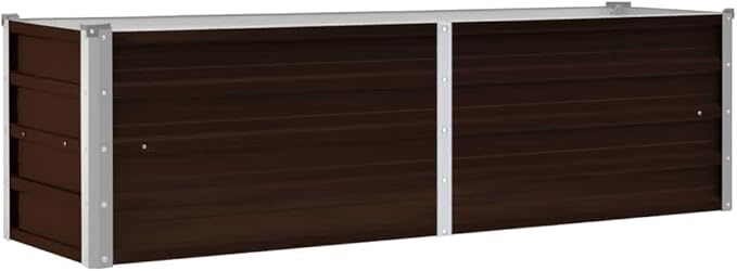 Outdoor Raised Garden Bed Deep Root Box Planter Galvanized Steel Planter Box for Planting Outdoor Plants Vegetables Brown 63x15.7x17.7