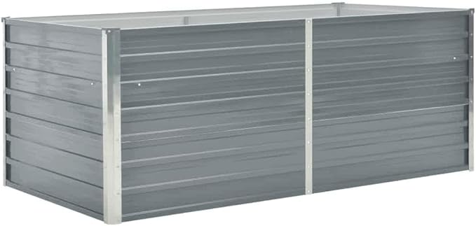 Raised Garden Bed 63x31.5x17.7 Galvanized Steel Gray Elevated Planter Box for Outdoor Patio Balcony Flower Vegetable Garden Raised Beds for Gardening
