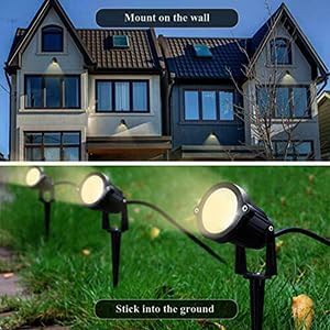 Yard Spot Lights Warm White Outdoor Spotlights 3000K 120V 5W Waterproof Plug LED Landscape Light with Spiked Stand for Lawn House Porch Backyard Pathway Tree Flag (6 Lights)