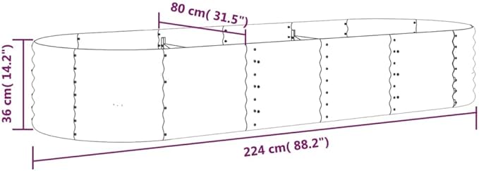 Garden Raised Bed Powder-Coated Steel Planter Boxes Outdoor for Vegetables Fruits Flower 88.2x31.5x14.2 Green-765