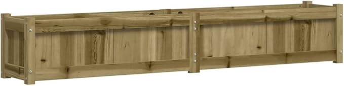 Large Rectangular Impregnated Pine Wood Garden Planter Set of 2 70.9 x 70.9 x 12.2 in Weathered Finish Outdoor Raised Garden Bed for Vegetables Flowers Herbs