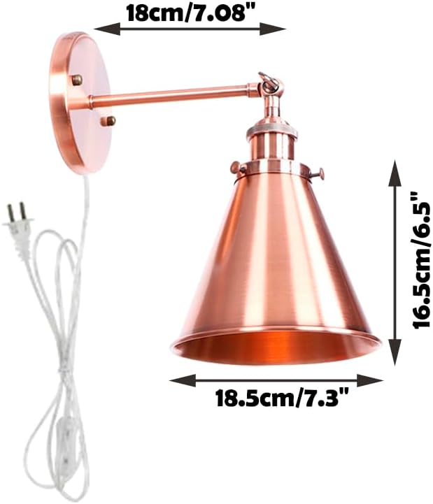 Hook Mounted Plant Light Full Spectrum 4500K 10W Adjusted Angle &amp Light Beam Range 15-60 Degree Vintage Red Bronze Wall Lamp for Indoor Plants Flowers Growing