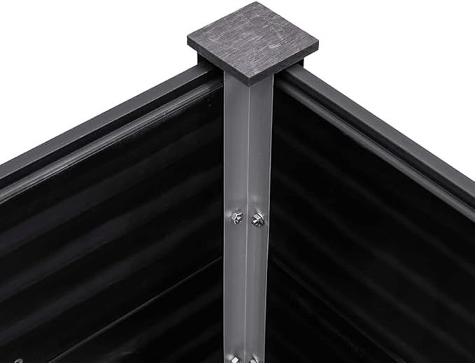 Garden Raised Bed Grey Wood Plastic Composite (WPC) Steel Large Gardening Pots &amp Planters 318096