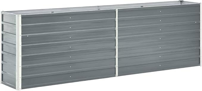Garden Raised Bed Galvanized Steel 94.5x15.7x30.3 Gray
