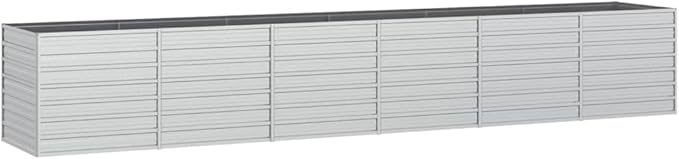 Decorative Planters Metal Garden Raised beds Outdoor Planter Boxes for Growing Vegetables Flowers Herbs and Succulents 189x31.5x30.3 Galvanized Steel Silver